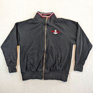 Sailor Jerry Men's Full Zip Mock Neck Jacket L Black Embroidered Graphic Vintage
